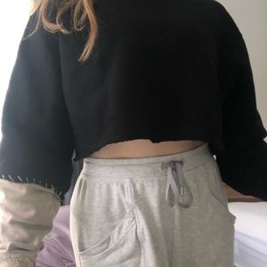 revelationz cropped crewneck with left arm detail